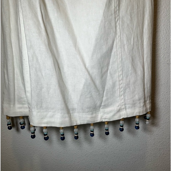 House of Harlow 1960 Linen Beaded Fringe Hem Shift Mini Dress in Off White NWOT - Picture 5 of 9